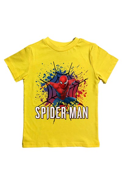 Spiderman baskılı örümcek adam pamuklu penye kumaş yazlık çocuk tişört