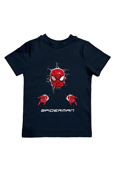 Spiderman baskılı örümcek adam pamuklu penye kumaş yazlık çocuk tişört