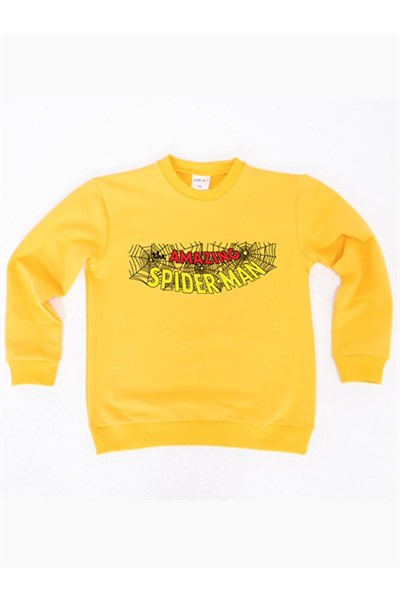 Spiderman baskılı örümcek adam pamuklu kumaş çocuk sweatshirt