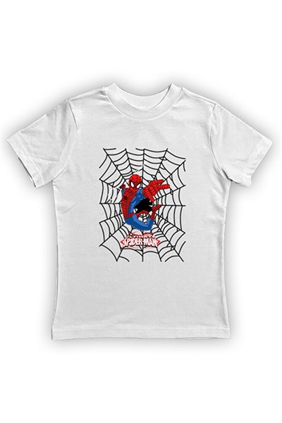 Spiderman baskılı örümcek adam pamuklu penye kumaş yazlık çocuk tişört