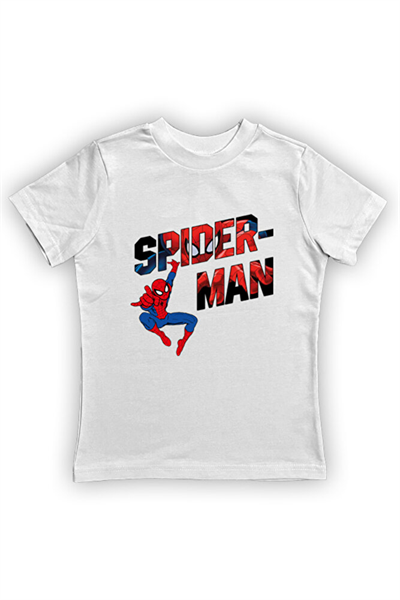 Spiderman baskılı örümcek adam pamuklu penye kumaş yazlık çocuk tişört