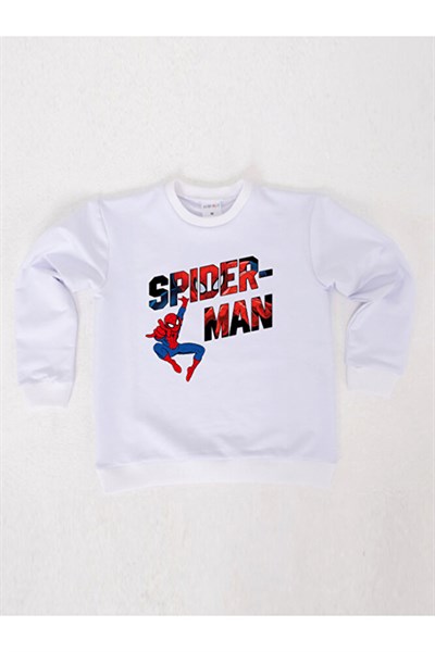 Spiderman baskılı örümcek adam pamuklu kumaş çocuk sweatshirt