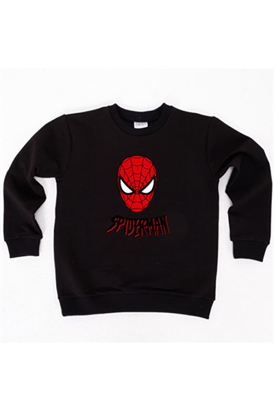 Spiderman baskılı örümcek adam pamuklu kumaş çocuk sweatshirt