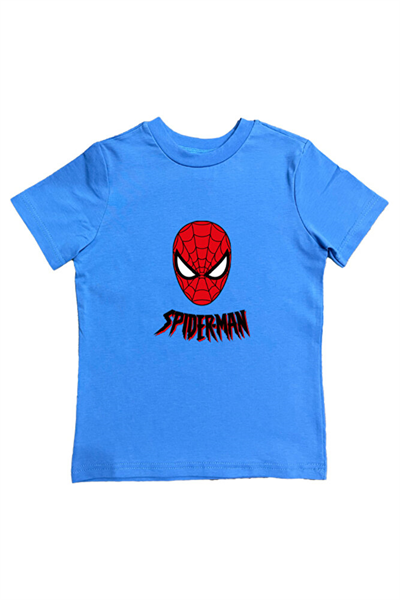 Spiderman baskılı örümcek adam pamuklu penye kumaş yazlık çocuk tişört