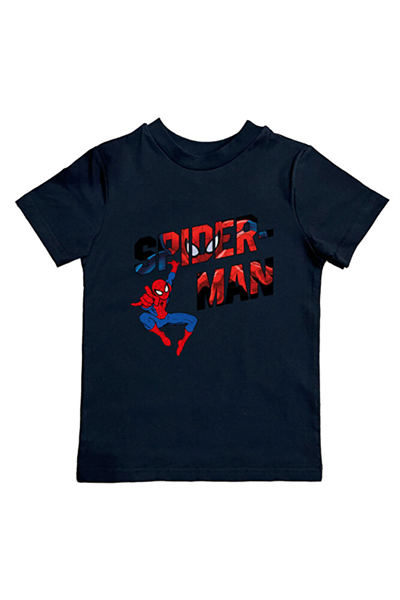 Spiderman baskılı örümcek adam pamuklu penye kumaş yazlık çocuk tişört