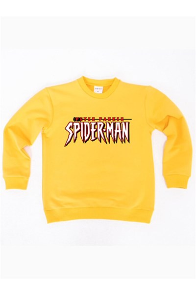 Spiderman baskılı örümcek adam pamuklu kumaş çocuk sweatshirt