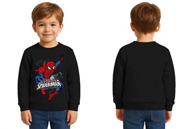 Spiderman baskılı örümcek adam pamuklu kumaş çocuk sweatshirt