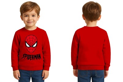 Spiderman baskılı örümcek adam pamuklu kumaş çocuk sweatshirt