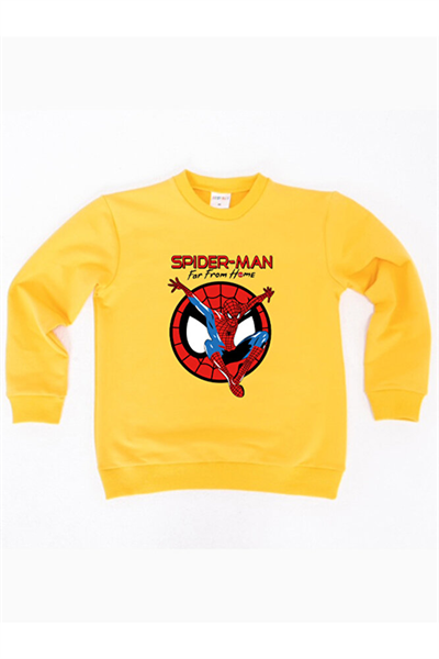 Spiderman baskılı örümcek adam pamuklu kumaş çocuk sweatshirt
