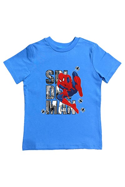 Spiderman baskılı örümcek adam pamuklu penye kumaş yazlık çocuk tişört