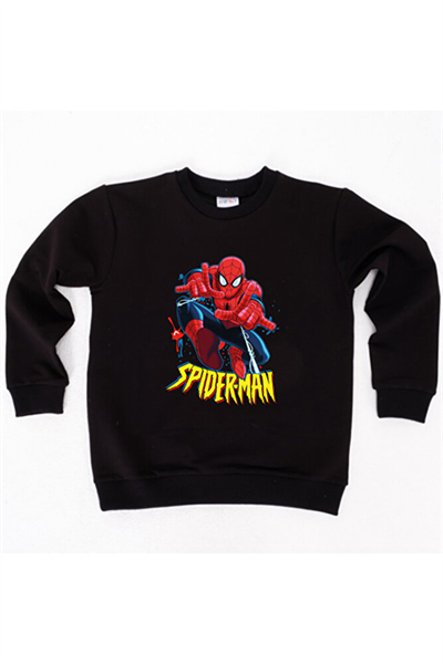 Spiderman baskılı örümcek adam pamuklu kumaş çocuk sweatshirt