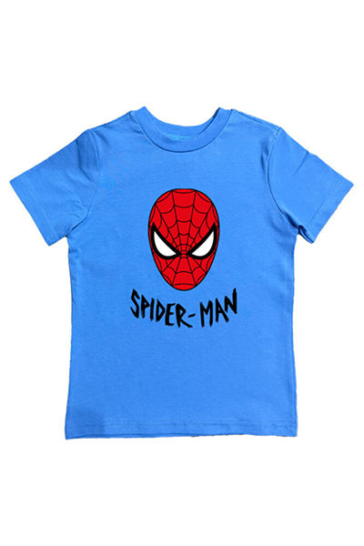 Spiderman baskılı örümcek adam pamuklu penye kumaş yazlık çocuk tişört