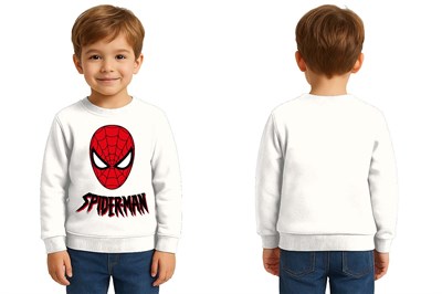 Spiderman baskılı örümcek adam pamuklu kumaş çocuk sweatshirt