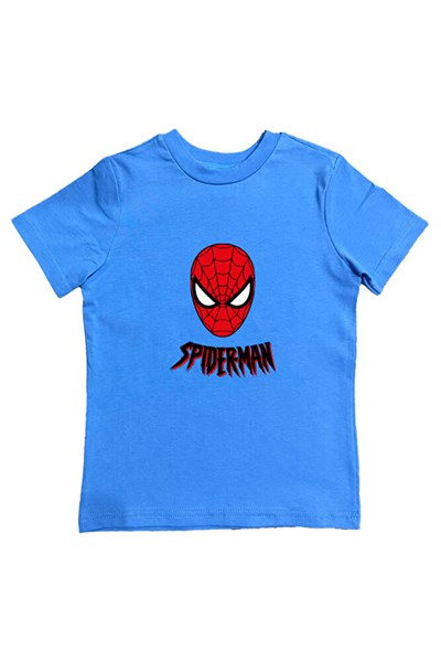Spiderman baskılı örümcek adam pamuklu penye kumaş yazlık çocuk tişört