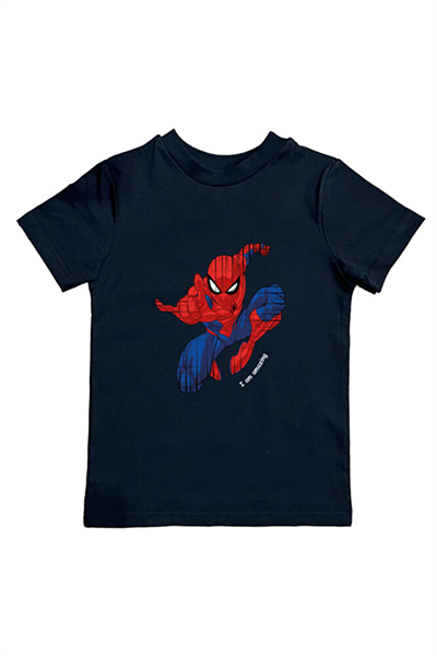 Spiderman baskılı örümcek adam pamuklu penye kumaş yazlık çocuk tişört
