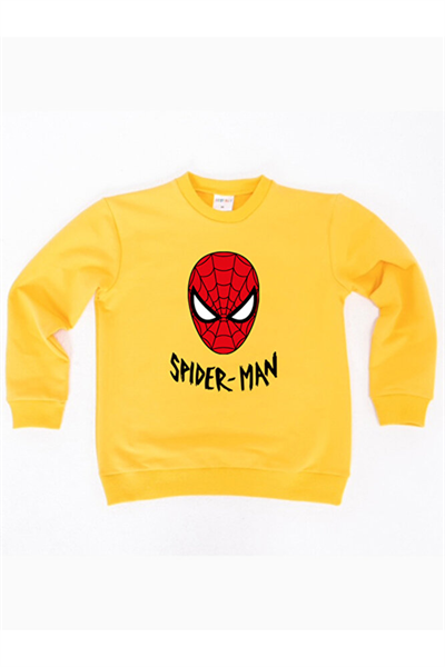 Spiderman baskılı örümcek adam pamuklu kumaş çocuk sweatshirt