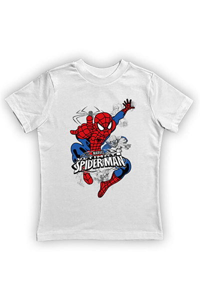 Spiderman baskılı örümcek adam pamuklu penye kumaş yazlık çocuk tişört