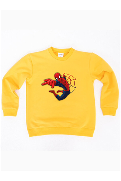 Spiderman baskılı örümcek adam pamuklu kumaş çocuk sweatshirt