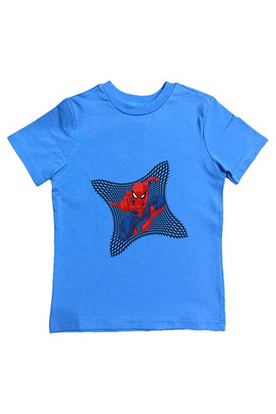 Spiderman baskılı örümcek adam pamuklu penye kumaş yazlık çocuk tişört