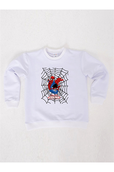 Spiderman baskılı örümcek adam pamuklu kumaş çocuk sweatshirt