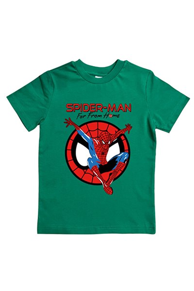 Spiderman baskılı örümcek adam pamuklu penye kumaş yazlık çocuk tişört