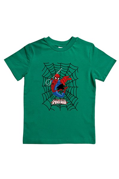 Spiderman baskılı örümcek adam pamuklu penye kumaş yazlık çocuk tişört