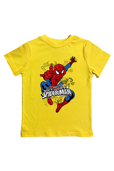 Spiderman baskılı örümcek adam pamuklu penye kumaş yazlık çocuk tişört