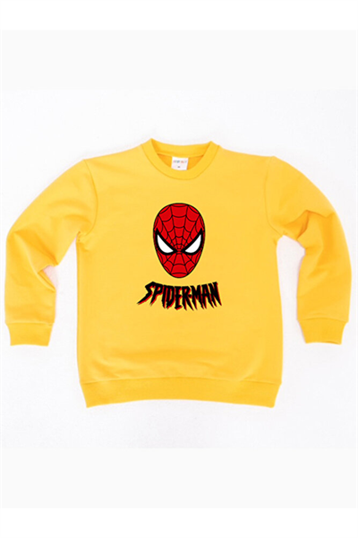 Spiderman baskılı örümcek adam pamuklu kumaş çocuk sweatshirt