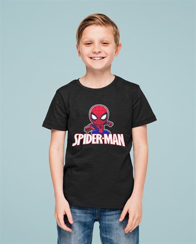 Spiderman baskılı örümcek adam pamuklu penye kumaş yazlık çocuk tişört