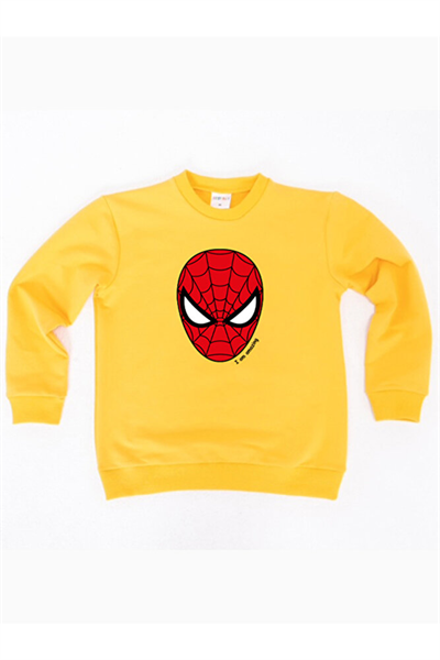 Spiderman baskılı örümcek adam pamuklu kumaş çocuk sweatshirt