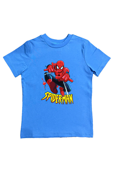 Spiderman baskılı örümcek adam pamuklu penye kumaş yazlık çocuk tişört