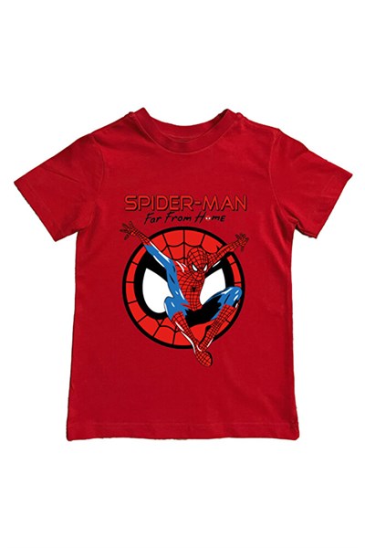 Spiderman baskılı örümcek adam pamuklu penye kumaş yazlık çocuk tişört