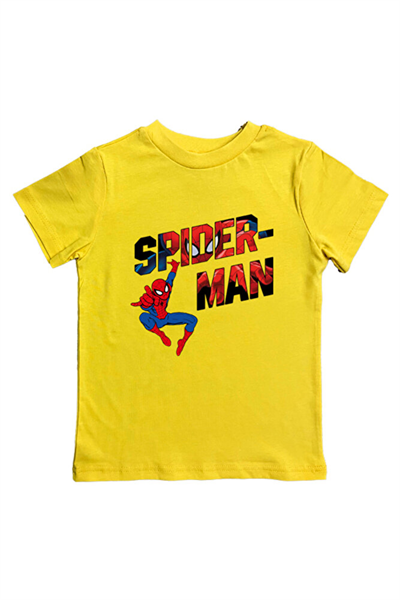 Spiderman baskılı örümcek adam pamuklu penye kumaş yazlık çocuk tişört