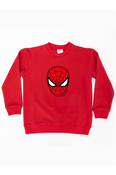 Spiderman baskılı örümcek adam pamuklu kumaş çocuk sweatshirt