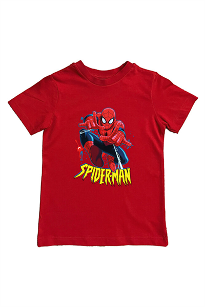 Spiderman baskılı örümcek adam pamuklu penye kumaş yazlık çocuk tişört
