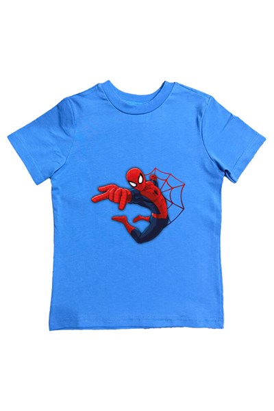 Spiderman baskılı örümcek adam pamuklu penye kumaş yazlık çocuk tişört