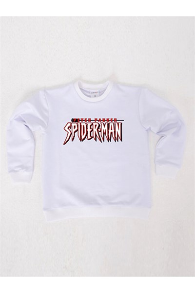 Spiderman baskılı örümcek adam pamuklu kumaş çocuk sweatshirt