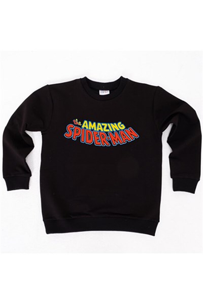 Spiderman baskılı örümcek adam pamuklu kumaş çocuk sweatshirt