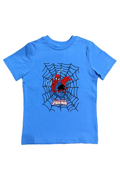 Spiderman baskılı örümcek adam pamuklu penye kumaş yazlık çocuk tişört