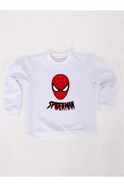 Spiderman baskılı örümcek adam pamuklu kumaş çocuk sweatshirt