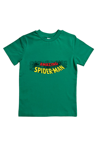 Spiderman baskılı örümcek adam pamuklu penye kumaş yazlık çocuk tişört