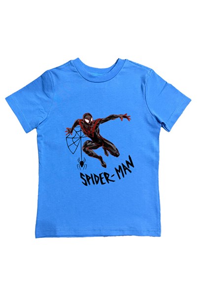 Spiderman baskılı örümcek adam pamuklu penye kumaş yazlık çocuk tişört
