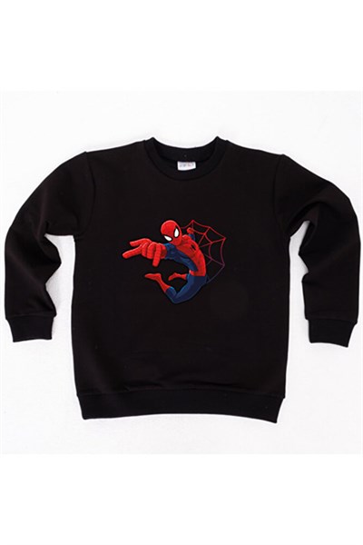 Spiderman baskılı örümcek adam pamuklu kumaş çocuk sweatshirt