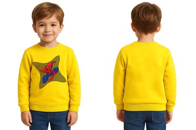Spiderman baskılı örümcek adam pamuklu kumaş çocuk sweatshirt