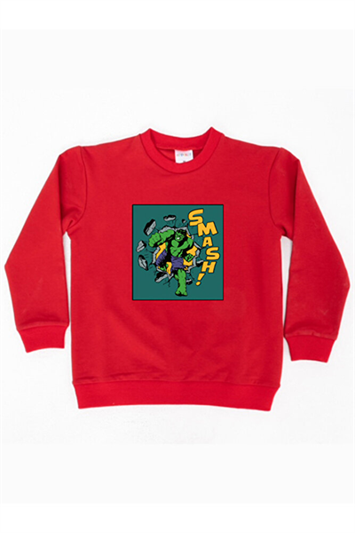 Spiderman baskılı pamuklu kumaş çocuk sweatshirt
