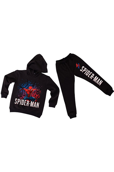 Spiderman çocuk eşofman takımı pamuklu kumaş kapüşonlu