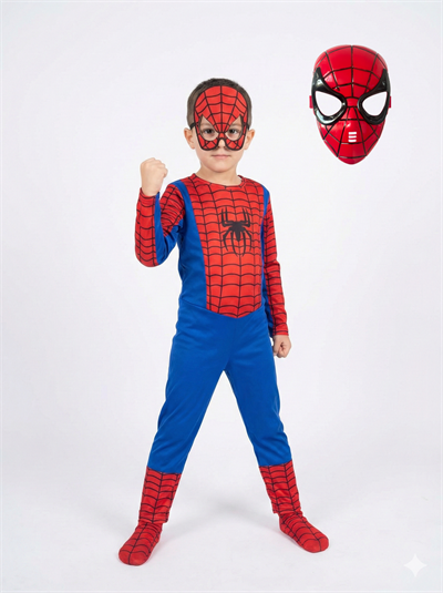 Spiderman Kostümü Örümcek Adam Kostüm 2 Maskeli