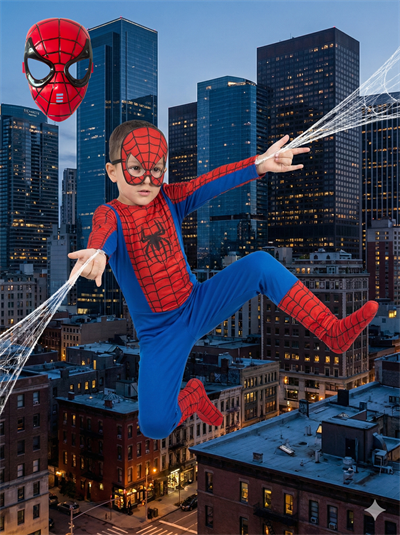 Spiderman Kostümü Örümcek Adam Kostüm 2 Maskeli
