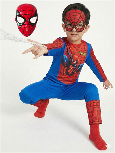 Spiderman Kostümü Yeni Örümcek Adam Kostüm 2 Maskeli