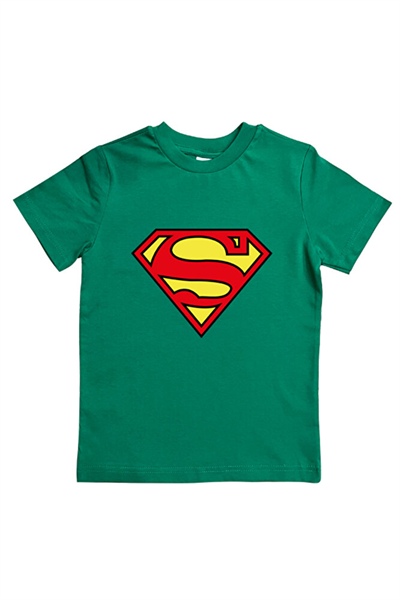 Superman baskılı pamuklu penye kumaş yazlık çocuk tişört